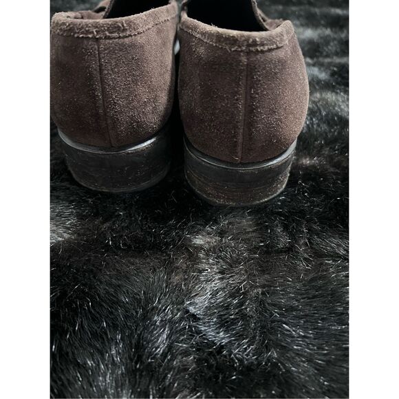 GUCCI Metal Plate Loafers Size 9.5 horse bit  Brown Suede Leather 100 0491
